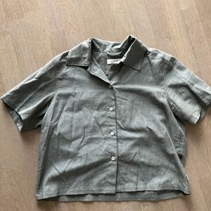 Anian short sleeve button up shirt blueish-grey size L